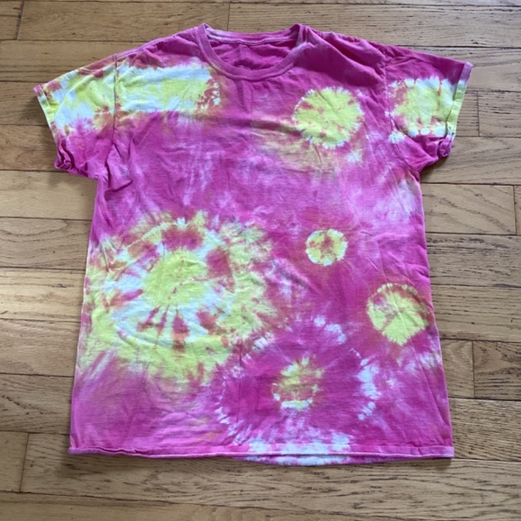 Handy dyed, pink Tie dye T-shirt, 100% cotton, L - Picture 3 of 3